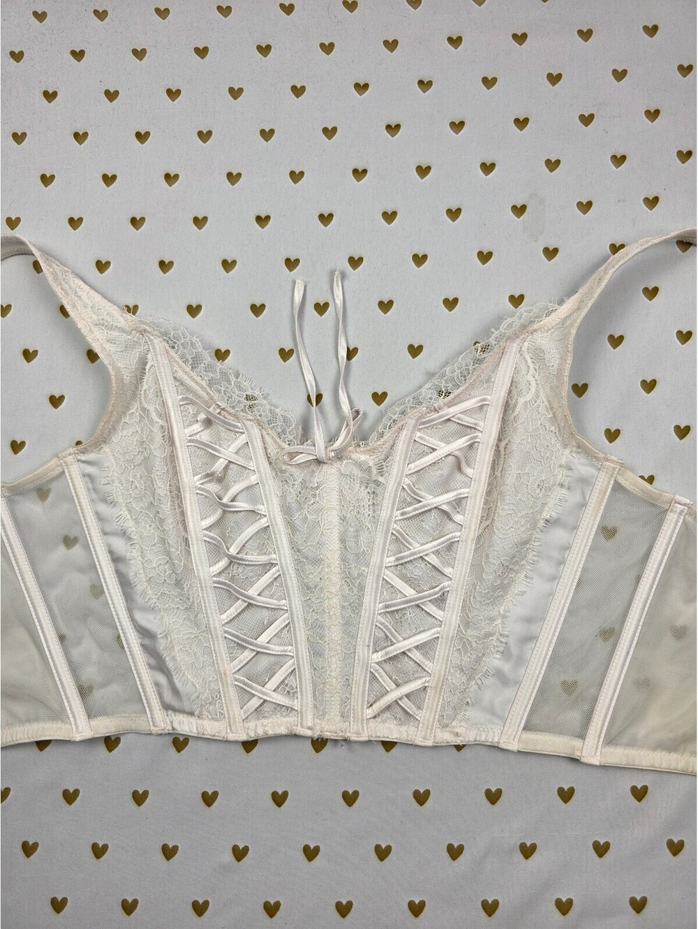 Victorias Secret White Corset Bra Top Tank Small